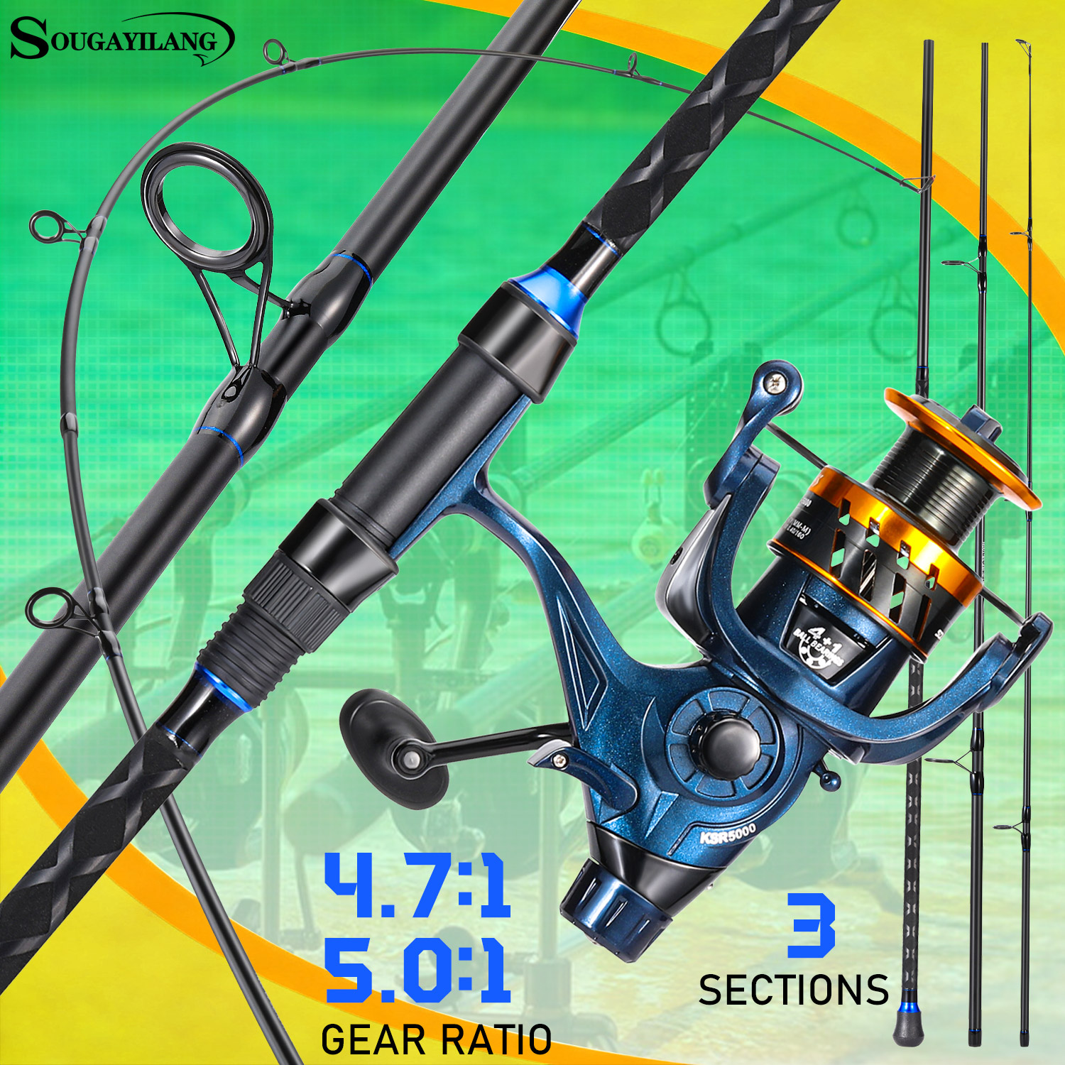 Sougayilang 3 Sections Surf Fi - Fishing Rod Carbon Fiber ulasan dan harga