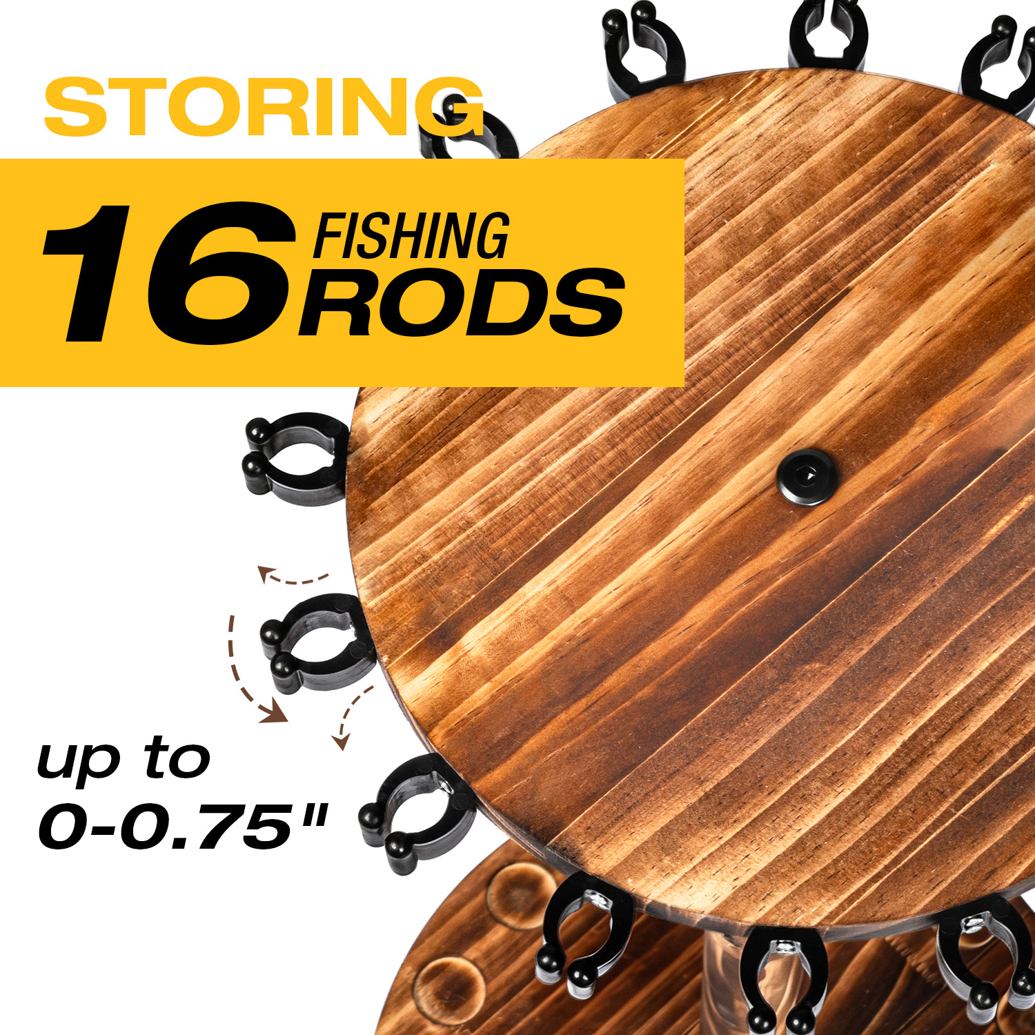 Round Carbonized Wood Fishing  - Fishing Rod Rack ulasan dan harga