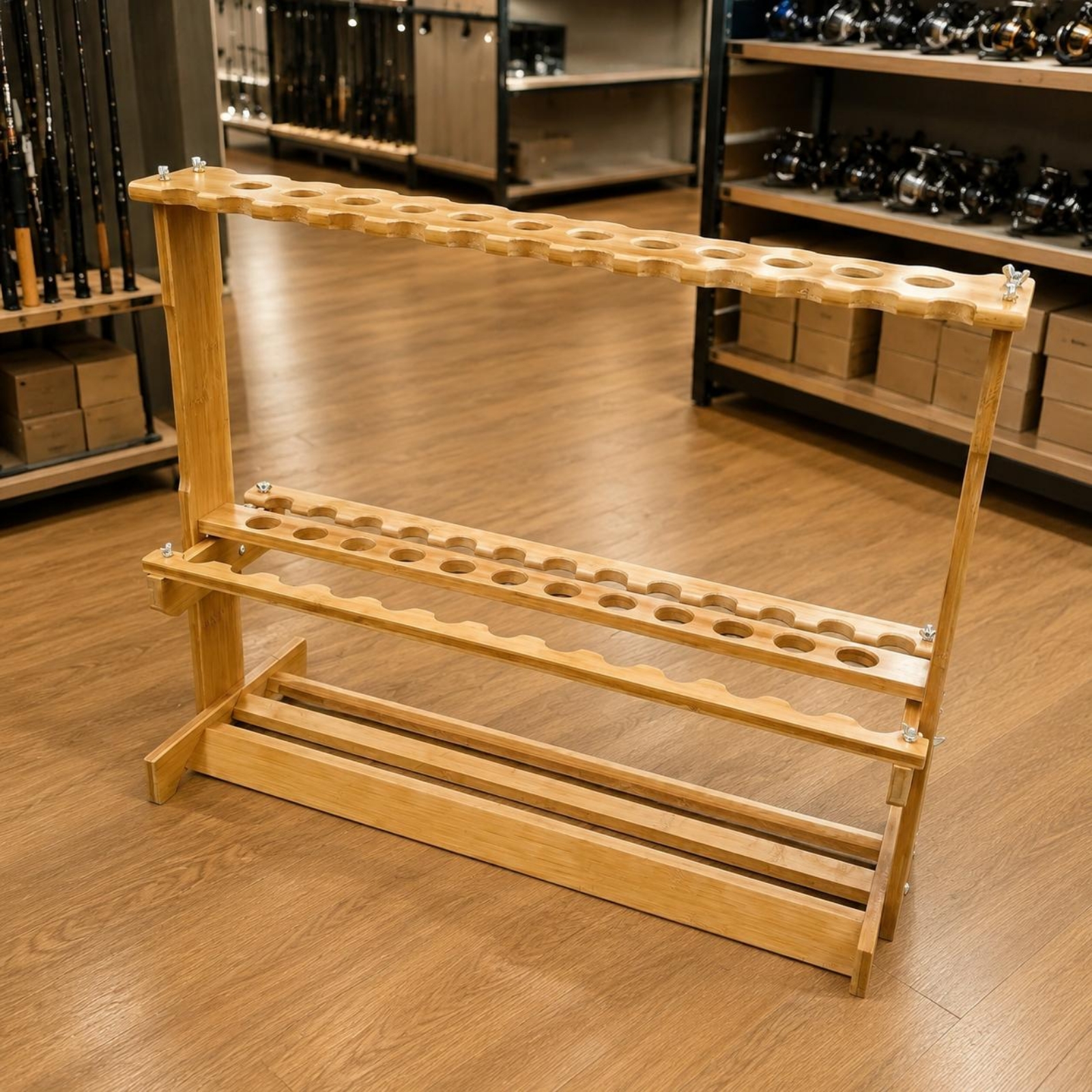 Bamboo Fishing Rod Rack Circul - Fishing Rod Rack ulasan dan harga